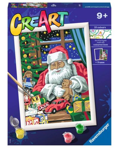 Комплект за рисуване по номера Ravensburger CreArt - Работилницата на Дядо Коледа - 1